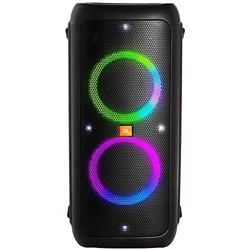 JBL PartyBox 300 in Schwarz – Tragbarer Bluetooth Party-Lautsprecher mit Lichteffekten – Spritzwassergeschützte, mobile Musikbox mit Akku