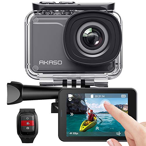AKASO Action Cam/4K/30fps 20MP Action Camera mit Touchscreen, 30m Unterwasserkamera/helmkamera,Fernbedienung,EIS,LCD,Zeitraffer,Slow Motion,Akku Zubehör