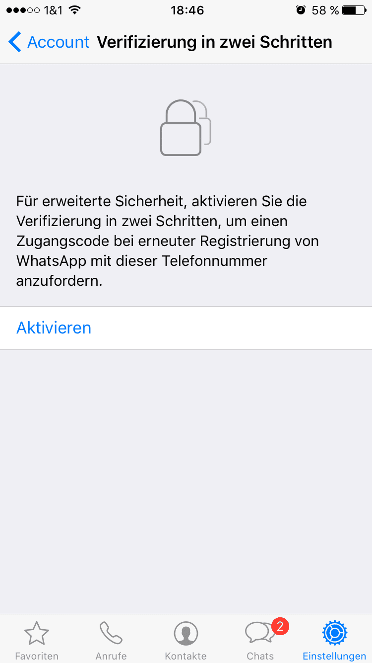 WhatsApp Verifizierung starten - Screenshot