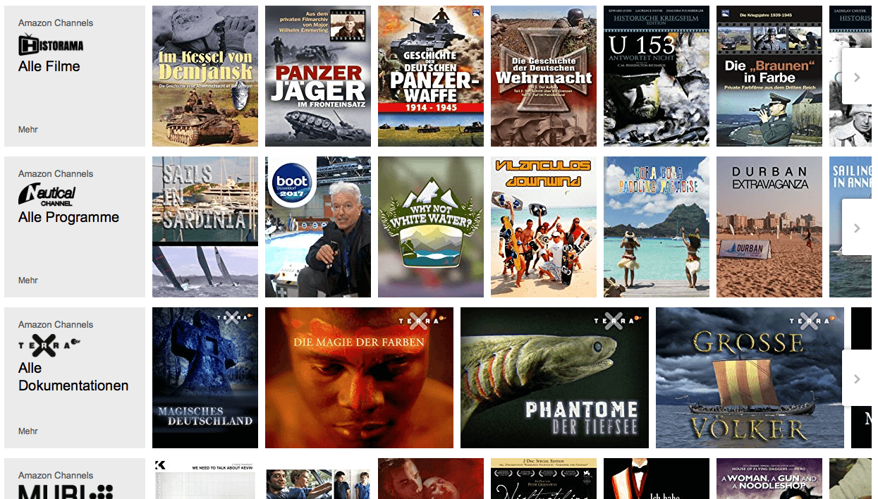 Amazon Channels Beispiel Channels -Screenshot Amazon.de