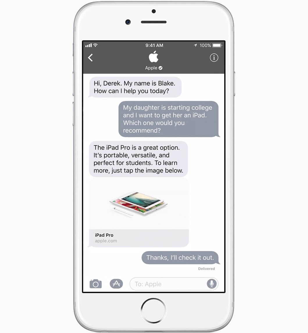 iMessage Business Chat - Apple