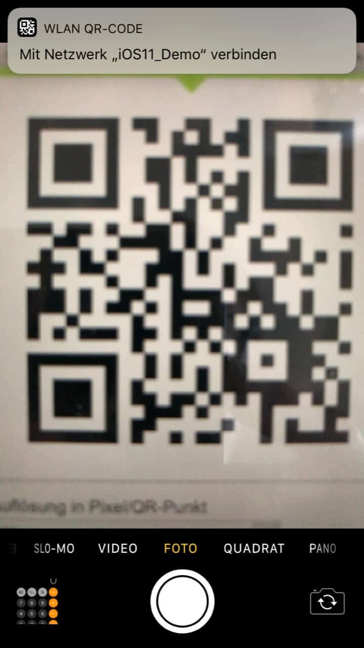 WLAN-Schlüssel aus QR-Codes scannen unter iOS 11 - Screenshot - TechnikSurfer