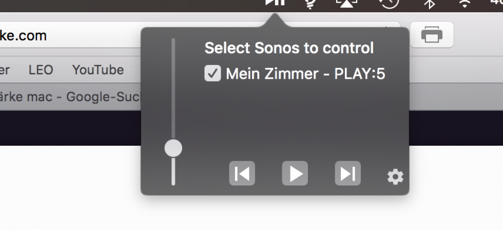 Zum Mittag: Apfellike Leser bastelt Sonos Lautstärke Regelung für Mac Menü-Leiste