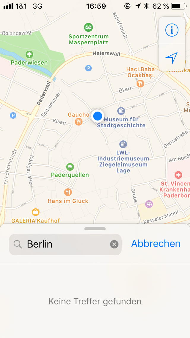 Apple Maps gestört - Screenshot - WakeUp Media