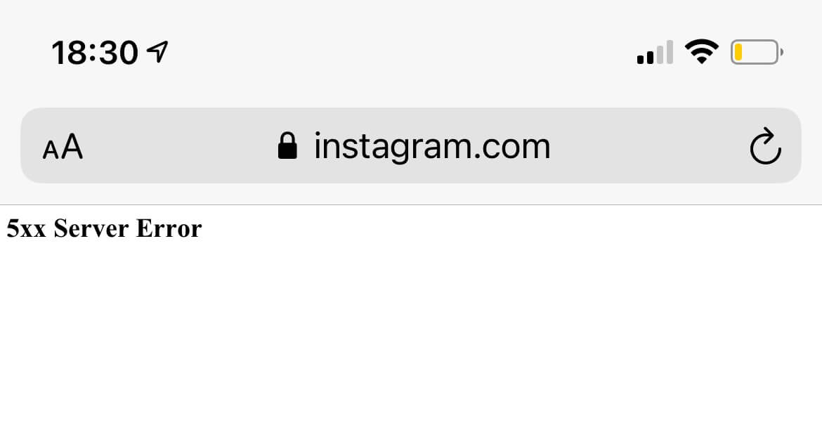 Instagram mit Fehler - Screenshot
