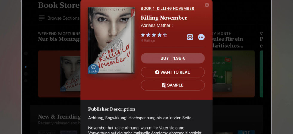 Pageturner der Woche: „Killing November“ für nur 1,99€ kaufen