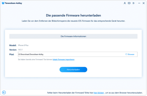 Passende Firmware herunterladen